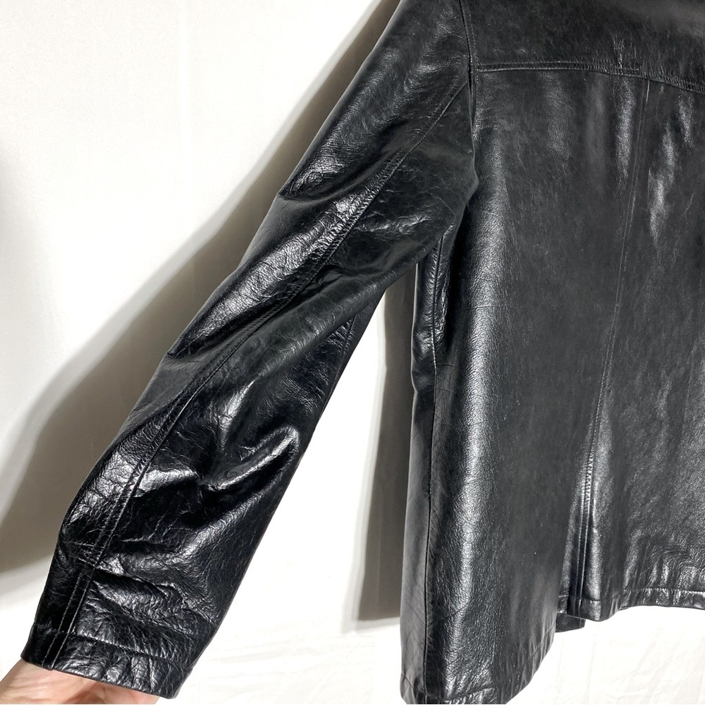 Vintage 90s Dockers Outerwear Black Genuine Leather Jacket M Streetwear Indie - Picture 9 of 12